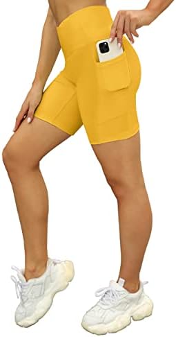 Hokoyi žene s visokim strukom Spandex biciklističke kratke hlače 7 kompresije teretane s džepovima vježba