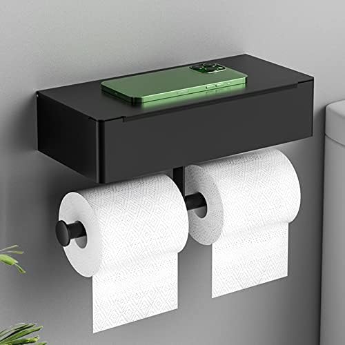 Kooaius držač papirnatog ručnika držač toaletnog papira s policama za pohranu, maramice za dozator, ljepljivi držač toaletnog papira