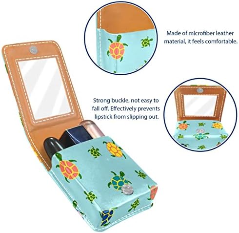 Mala torbica za ruž za usne u boji morske kornjače s ogledalom za novčanik, izdržljivi kožni držač za kozmetiku, Prijenosni komplet