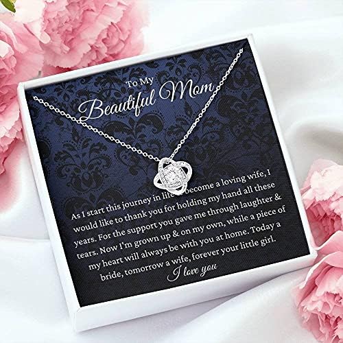 Personalizirani poklon za ogrlicu, ljubavni čvor, poklon za mladenku do majke, kćer majci na ogrlici za dan vjenčanja, majka mladenke