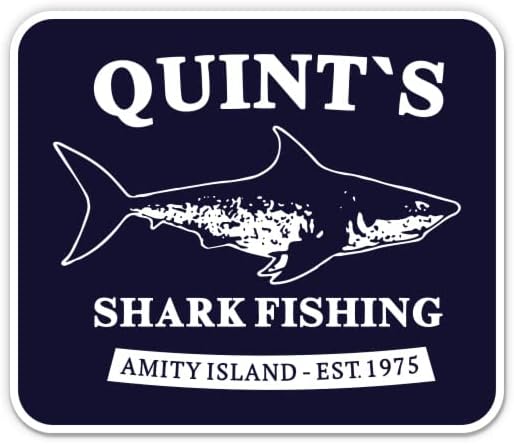 Quint's Shark Ribolov naljepnica Amity Island - 3 naljepnica prijenosnog računala - vodootporni vinil za automobil, telefon, boca s