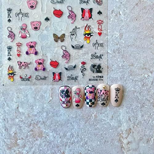 Nove naljepnice za naljepnice za nokte Personalizirane naljepnice za nokte Umjetnost ružičasta mačka Nasilni medvjedići leptir naljepnice