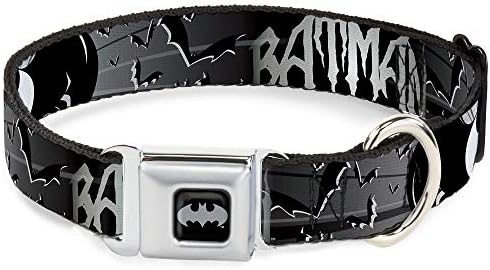 Šipka za sigurnosni pojas za pseće ogrlice Batman Bat Signali Leteći šišmiši crno bijela 15 do 26 inča široka 1,0 inča