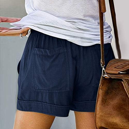 ZSDVBZS Ženske casual kratke hlače ljetne elastične kratke hlače s visokim strukom plus Ukladne lagane hlače na plaži s džepovima