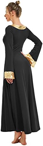 Myrisam Odrasli Žene hvale plesni ogrtač liturgijska boja Blok zvonasto rukav Rhinestone haljina za obožavanje liričke duge haljine