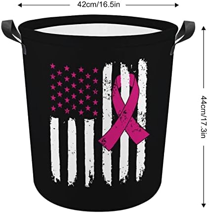 Svijest o raku dojke košara za rublje s američkom zastavom sklopiva košara za pohranu, torba za košaru za rublje, košare za odjeću