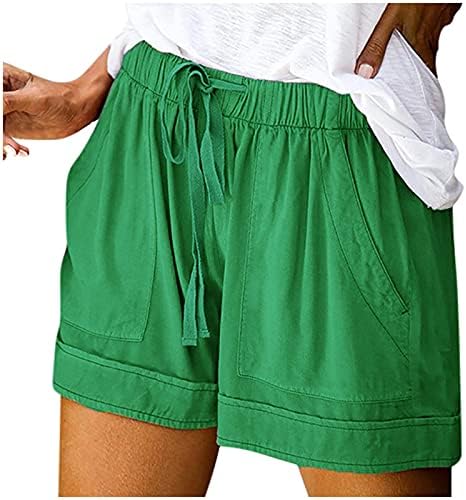 Nidie kratke hlače za žene ležerno ljeto, laneni pamuk koji trči kratke hlače labave džepove s kratkim hlačama casual joga hlače