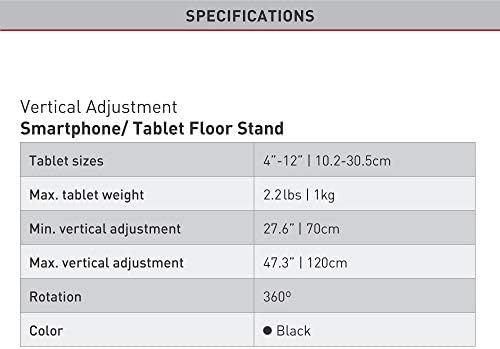 BARKAN TABLET TALES BOALER za uređaje od 4-12 inča, postolje za pod, rotacijski nosač od 360 stupnjeva, odgovara Apple iPad/Air/Mini,