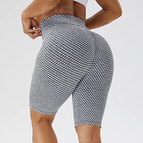 QOQ Women Butt Lift Workion kratke hlače teksturirane teksture visoki struk Scrunch plijen joga kratke hlače saća saća na trbuhu.