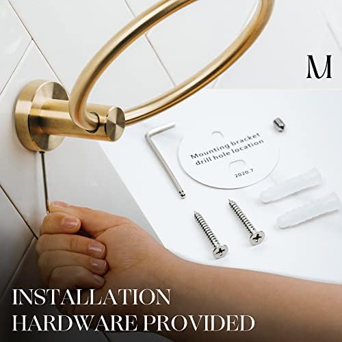 Marmolux ACC - brušeni zlatni ručnički prsten - Moderni držač ručnika za ručni ručnik i držač toaletnog papira s crnom mramorom podloga