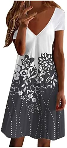 2023. Ljetni ženski v vratni cvjetna haljina boho casual labavi trendi print protok mini kratke haljine na plaži
