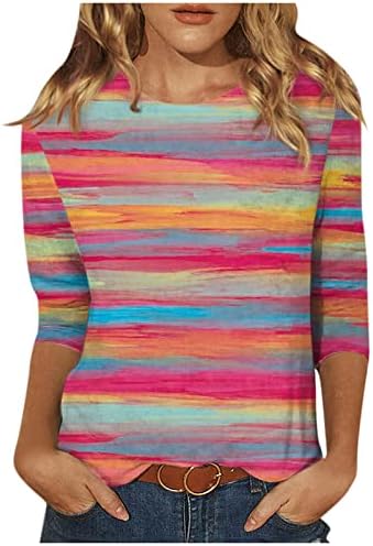 Košulje kratkih rukava za žene 2023 ležerna bluza s 3/4 rukava s cvjetnim printom Gornji dijelovi odjeveni topli večernji vrhovi s