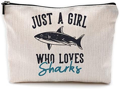 Koji voli torbu za šminkanje morskih pasa, putne torbe za šminku za žene i djevojke, torbe za ljepotu morskih pasa na farmi s patentnim