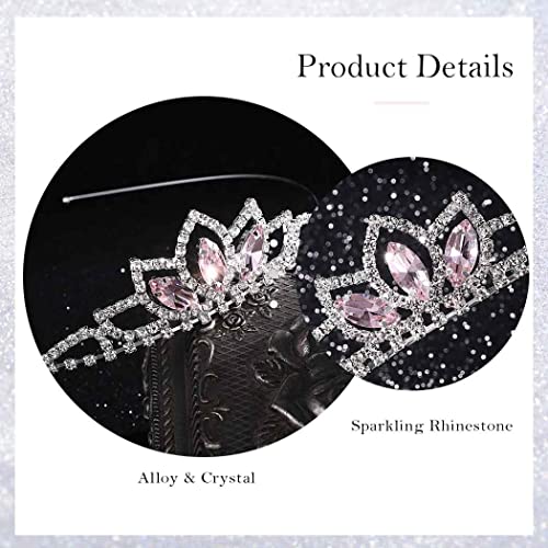 Srebrna tijara i kruna princeze Kilshe, ružičaste kristalne tijare, krune za djevojčice ukrašene rhinestonesom, rođendanska pokrivala