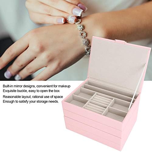 Kutija za nakit, 4 sloja kožni ušnog brojača za skladištenje Organizator za odvajanje nakita za prstenove Ogrlice i narukvice
