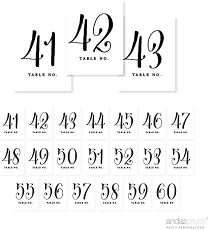 Andaz Press Tablice Brojevi 21-40 na perforiranom papiru, cvjetne ruže ispis, 4,25 x 5,5-inčni znak kartona, 1-set, za vjenčanja, mladenka