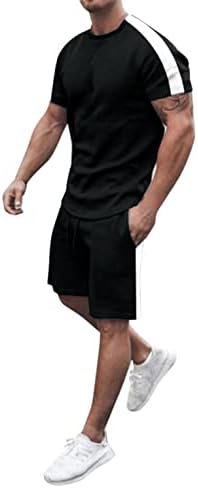 Stoota casual tanki fit tracksuit za muškarce, patchwork sport set outfit majice s kratkim rukavima i kratke hlače Summer Activewear