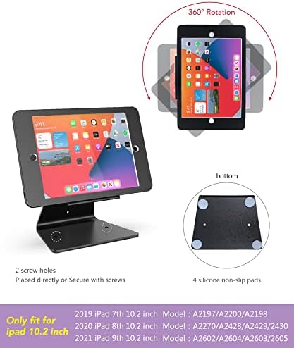 DDSHOW Desktop Anti-krađa sigurnosni držač držača za kiosk za iPad 10,2-inčni, s zaključavanjem i ključem, okretom i 360 ° rotirajući