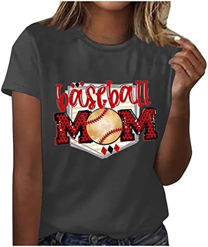 Baseball mamine majice za žene 2023 Ljetni vrhovi Redovita majica za vrat posade dame smiješne slovo grafičke majice bluze