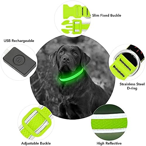 BSEEN Svjetlosni ovratnik - punjiva LED ovratnik za pse, reflektirajući ovratnik za pse, podesivi ogrlić za pse, užarena svjetla za