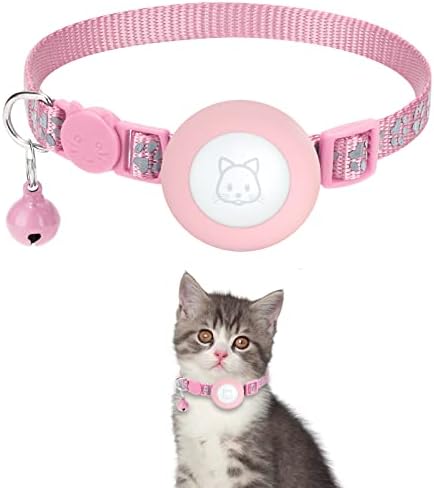Mačji ovratnik AirTag s razbijenim zvonom, remenski remen za reflektirajuće šape s kućištem za mačje mačiće i dodatni mali pas