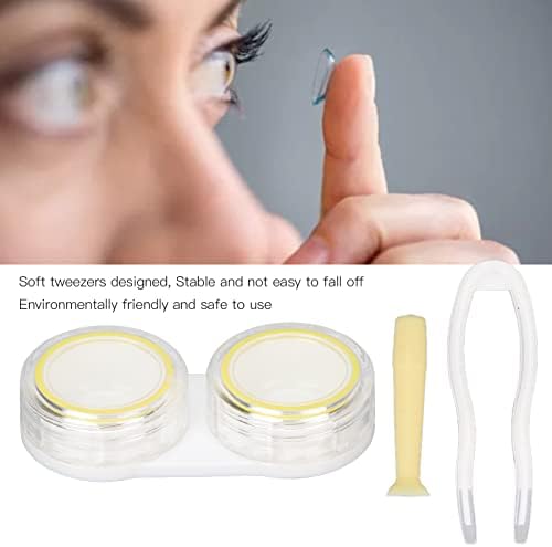 Konstening za kontaktne leće, prikladan prijenosni žuti pincet jednostavan čisti okvir za skladištenje kontaktnih leća za žene za žene