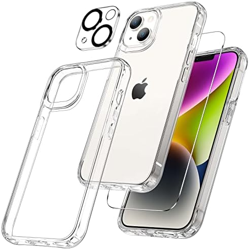 Maxdara [3 u 1 za iPhone 14 Clear Case, iPhone 14 futrola s kaljenim staklenim zaštitnikom zaslona i zaštitom zaštite zaštite od kamere
