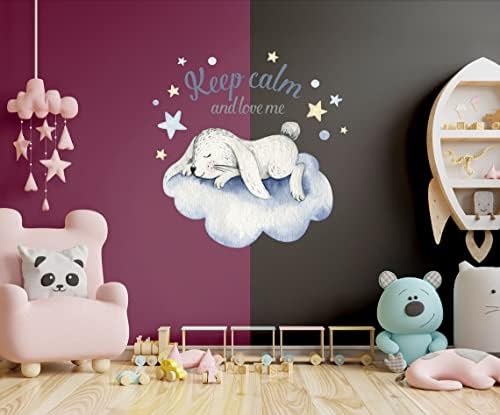 Dječji vrtić naljepnica za zid - Cloud Moon Star Dream Animal Rabbit Decal za dječačku sobu za djevojčice - Dojenče i novorođenčad