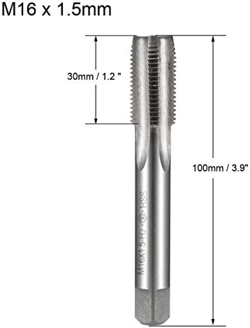 UxCell Metric Machine navoj Tap Dodirnite M16 x 1,5 H2 Velika brzina čelika Ravne flaute Stroj za prisluškivanje vijaka Stroj za popravak
