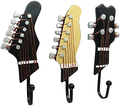 Jweemax 3PCS kreativna kuka za smolu, ukrasne kuke u obliku vintage gitare zidne kuke s teškim smolama