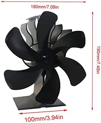 Crni kamin s 6 lopatica toplinski ventilator za peć na drva tihi Kućni ventilator za kamin učinkovita raspodjela topline toplinski