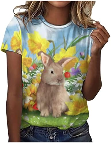 Slatka zečja grafička majica za žene modno ljeto casual crewneck Uskrsne košulje kratkih rukava vrh