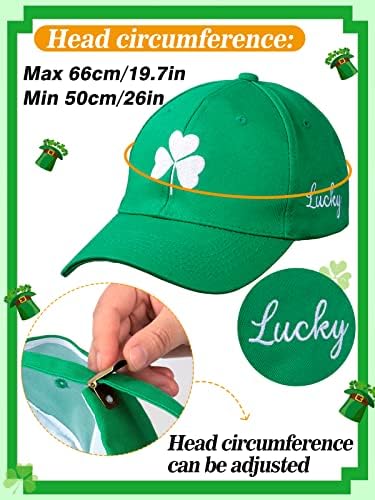 Biggun St. Patrick's Day šešir - Podesiva pamučna djetelina sretna bejzbolska kapa s vezom bijela šama, pribor zelenih kapica za muškarce