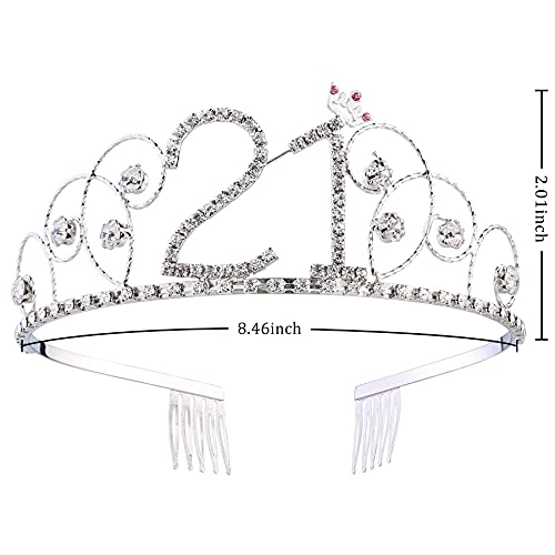 Kristalna tijara za rođendan princeza kruna pribor za kosu Sretan rođendan 21. rođendan kruna tijara za žene