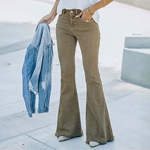 Sikye Modni struk modni struk u nevolji casual ženke 90 -ih Flare Highse Traperice Hlače hlače traperice za žene ribane