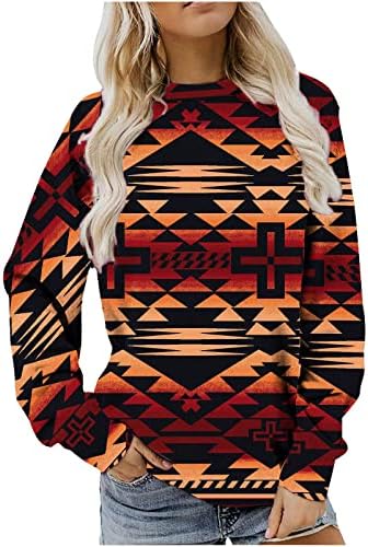 Ženske dukserice dugih rukava moda zapadni aztečki puloknejci geometrijski blok u boji print pulover tunika vrhovi