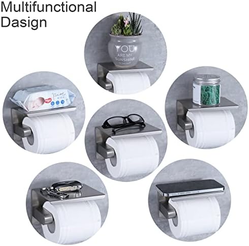 Yuet samo -ljepljivi držač za toaletni papir s policom telefona SUS 304 Zidni čelični držač za toaletni papir - držač za rolanje od