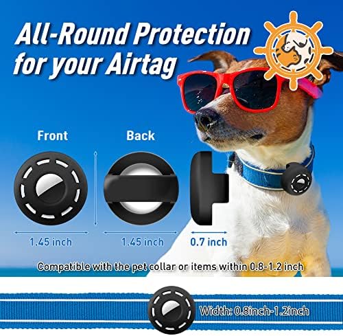 Petrudder AirTag držač ogrlica za pse, [2 pakiranje] Silikonski mačji ogrnik za Apple AirTag, izdržljivi držač za borbu protiv airtaga