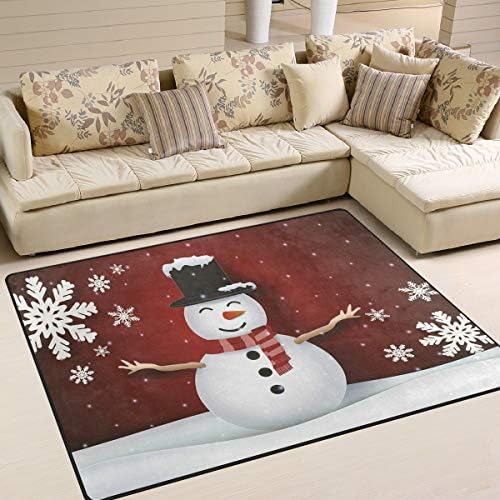 Alaza snjegović i snježna pahuljica božićno crveno područje meko ne klizanje podne prostirke za pranje tepiha za spavaću sobu dnevna