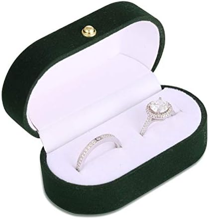 542 Vintage zelena Baršunasta kutija za prstenje držač vitrine za nakit kutija za pohranu 2 prstena Vjenčanje Angažman 91007