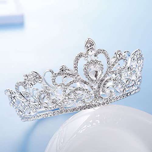 Princeza kristalna tijara kruna, srebrne trake za glavu s rhinestones, elegantne ručno izrađene kape s rhinestones Tiara Modni Dodaci