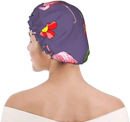 JGPYE kapica za tuširanje za višekratnu upotrebu Slatka flamingos dekor za tuširanje za žene vodootporno kupanje kape za kosu elastična