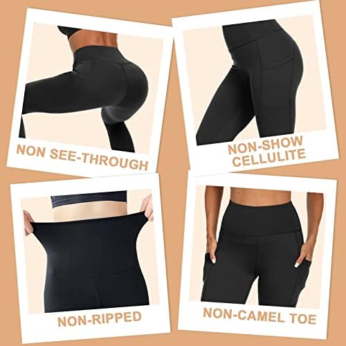 GayHay 3 pakete s džepovima za žene - Kontrola trbuha s visokim strukom maslačka mekana vježbanja u teretani joga hlače