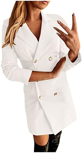 Nokmopo Womens Raincobal ženska jesenska gornja jakna čvrsta boja gumba za reverzu tankog fit temperamenta odijela