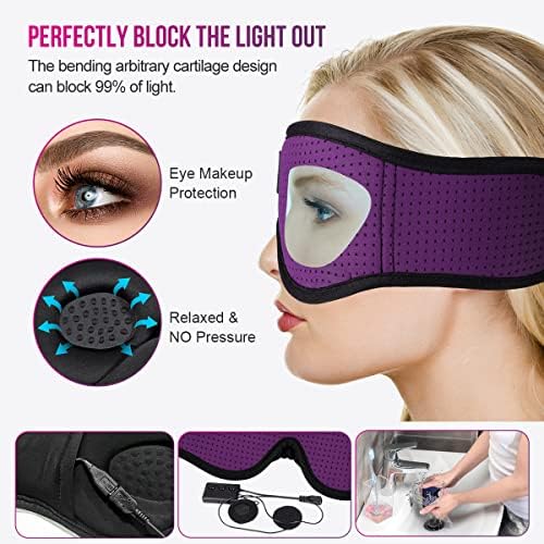 Musicozy Sleep slušalice Bluetooth 5,2 traka za glavu, prozračne 3D slušalice za spavanje, bežične glazbene maske za oči za bočne spavače