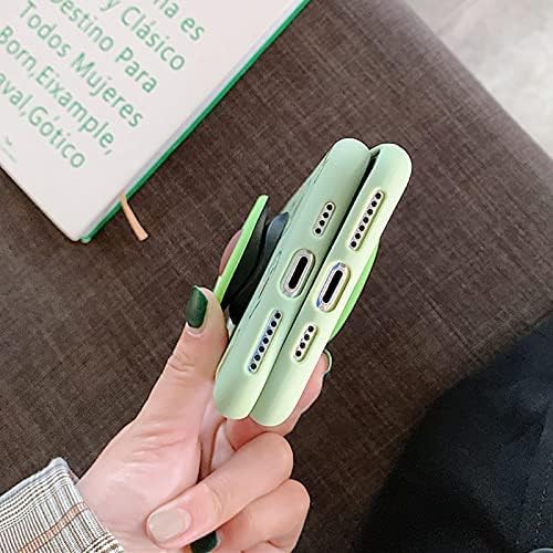 Bonini kompatibilan s iPhone 13 Pro Max futrolom, slatkim crtanim filmovima 3D avokado zeleni silikonski poklopac s nosačem nosača,