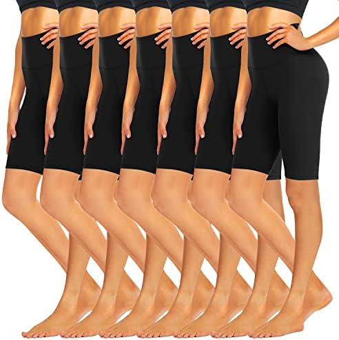 Icerose 7 Pack Biker -ove hlače s visokim strukom za žene, 8 meke kratke hlače crne joge atletskih kratkih hlača