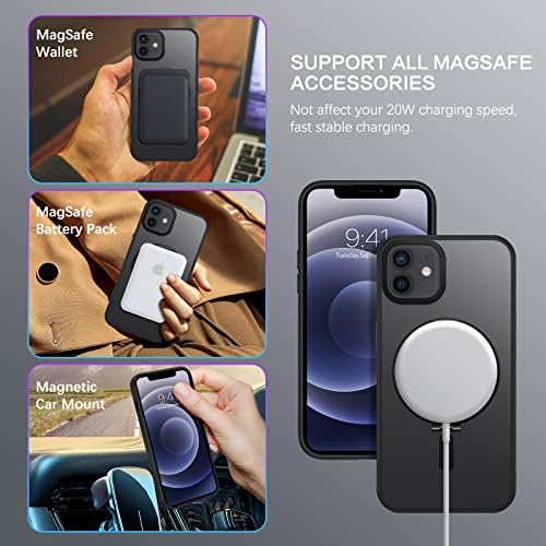 Duedue za iPhone 12 pro magnetska futrola, slučaj iPhone 12 s nevidljivim postoljem [Kompatibilno s magsafe], zaštitni poklopac cijelog