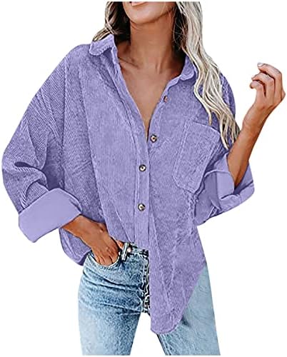 Vrhovi gumba za žene plus veličine košulje s dugim rukavima za rubnu ručicu Gumb Down Bluus labave majice