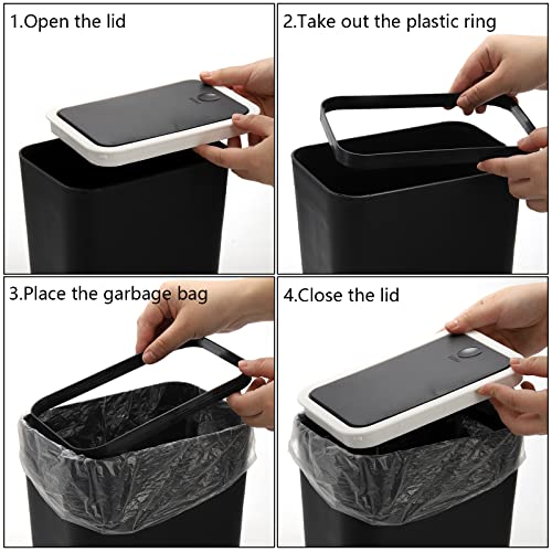 Bucket 2 pakiranja plastična posuda za smeće od 7,5 l / 2 gal s tlačnim poklopcem kuhinjska kupaonica dnevni boravak uredska uska soba
